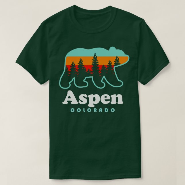 Camiseta Aspen Colorado Souvenir Bear Montanhas Rocky (Frente do Design)