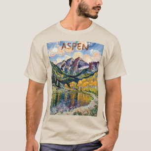 Camiseta Aspen Colorado Van Gogh Style Mountain Landscape