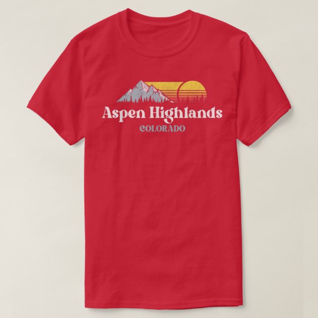 Camiseta Aspen Highlands,COLORADO,Ski Snowboard Hiking (Frente do Design)