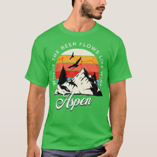 Camiseta Aspen Onde a cerveja flui como o design de vinheta