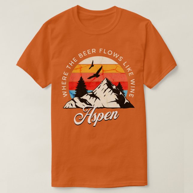 Camiseta Aspen Onde a cerveja flui como o design de vinheta (Frente do Design)