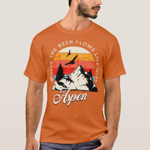 Camiseta Aspen Onde a cerveja flui como o design de vinheta
