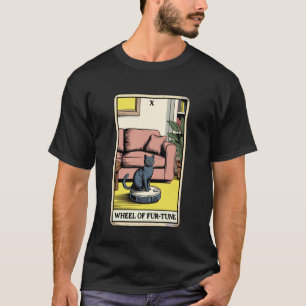 Camiseta Aspirador Robô Gato Carta de Tarot Roda de Fur-Tun