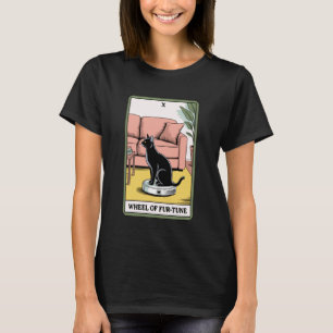 Camiseta Aspirador Robô Gato da Roda do Cartão de Tarot Fur