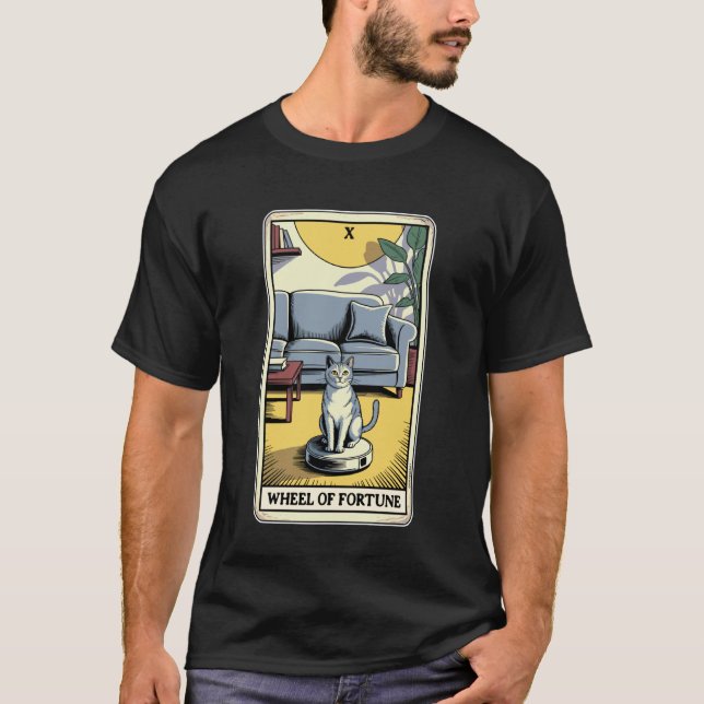 Camiseta Aspirador Robô Roda da Fortuna Tarot Engraçado  (Frente)