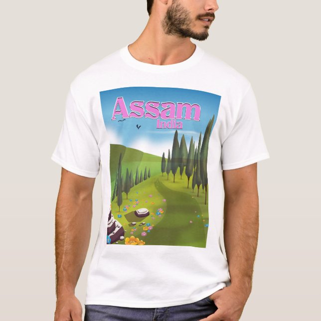 Camiseta Assam India poster de viagens. (Frente)