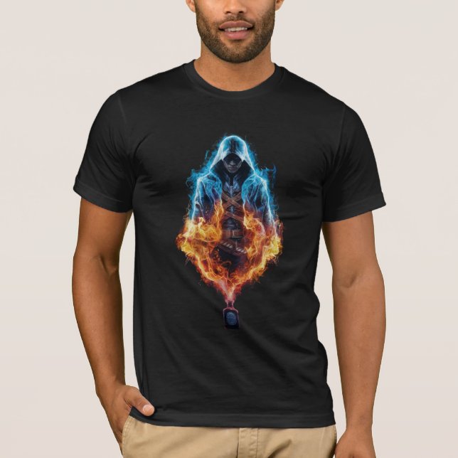 Camiseta Assassin Neon Chama Mistério T-Shirt (Frente)
