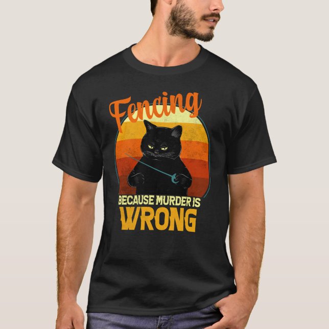 Camiseta assassinato com cerca gato (Frente)