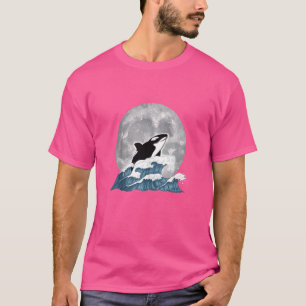 Camiseta Assassino Baleia Lua Cheia Oceano Animal Ondas Moo