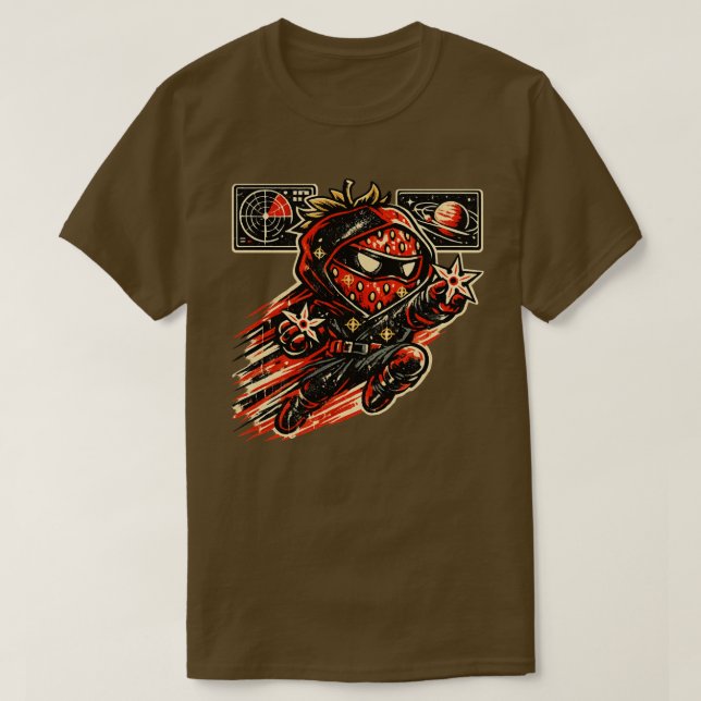 Camiseta Assassino da Estrela Morango — Ninja Espacial Vint (Frente do Design)