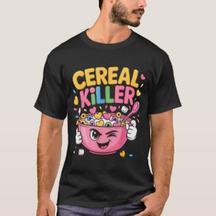 Camiseta Assassino de Cereal Cartoon Bowl Café da Manhã Div