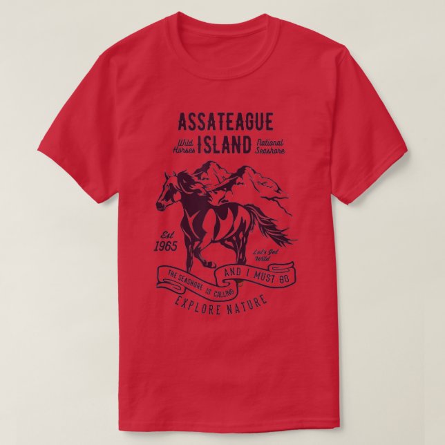 Camiseta Assateague Island National Seashore Wild Horses    (Frente do Design)