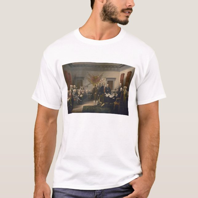 Camiseta Assinatura da Declaração de Independência, 4 de ju (Frente)