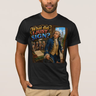 Camiseta Assinatura de John Hancock Citação Questionável Di