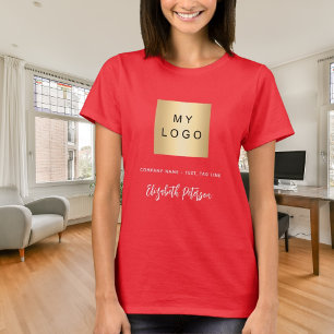 Camiseta assinatura de nome de logotipo de negócios vermelh