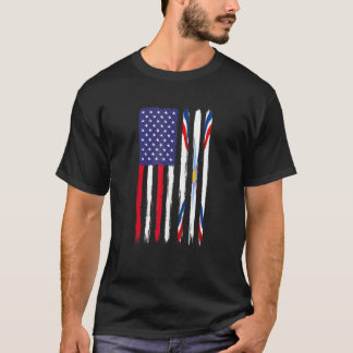 Camiseta Assírio Roots Half American Flag Patriótico Assyri