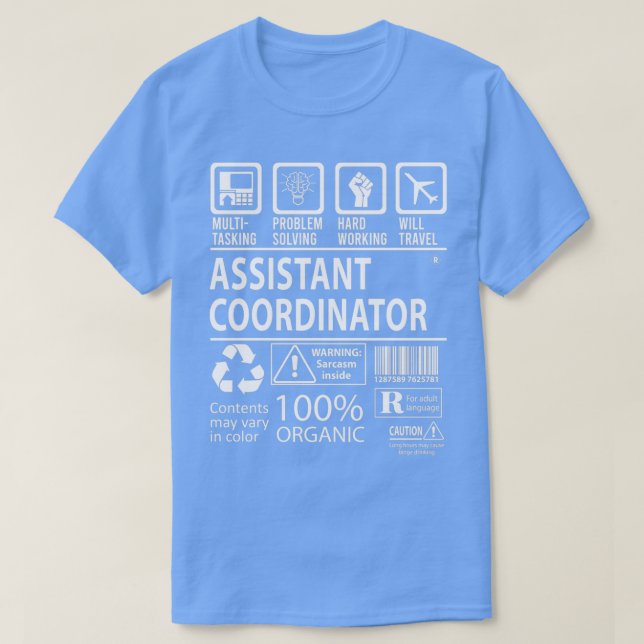 Camiseta Assistant Coordinator MultiTasking Certified Job G (Frente do Design)