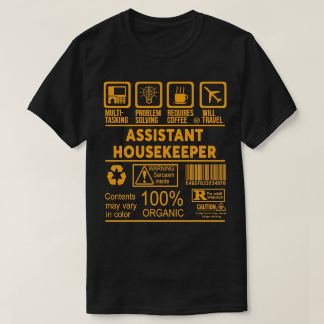 CAMISETA ASSISTANT HOUSEKEEPER NICE DESIGN 2017 (Frente do Design)