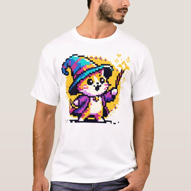 Camiseta Assistente Cat - Design de Fantasia de Arte em Pix (Frente)