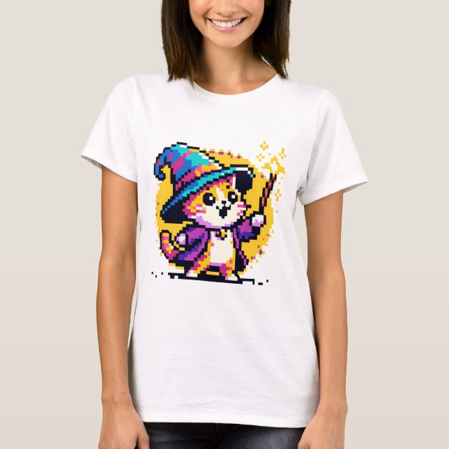Camiseta Assistente Cat - Design de Fantasia de Arte em Pix (Frente)