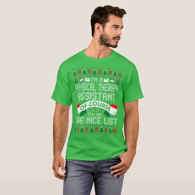 Camiseta Assistente da fisioterapia no Natal agradável da (Frente Completa)