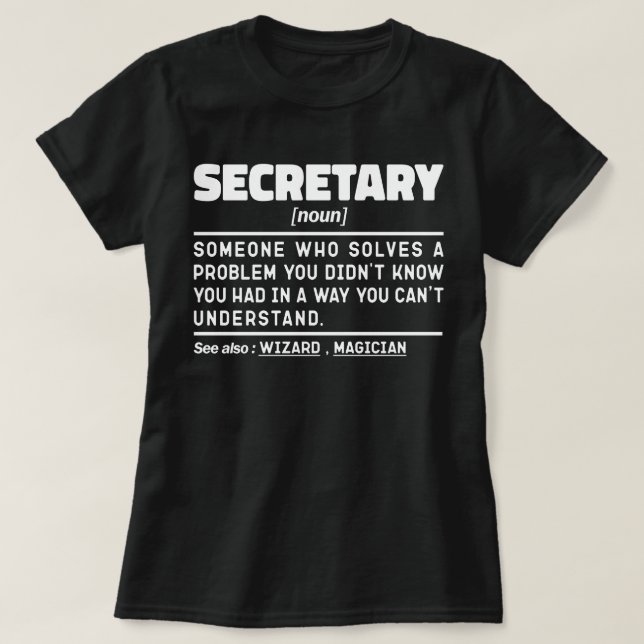 Camiseta Assistente de Empresa de Definição de Noun do Secr (Frente do Design)