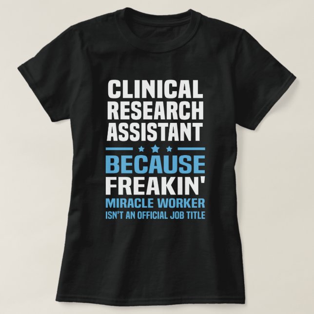 Camiseta Assistente de Investigação Clínica (Frente do Design)