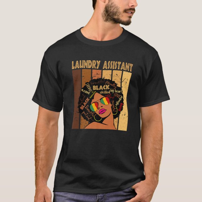 Camiseta Assistente de lavanderia negro afro-americano (Frente)