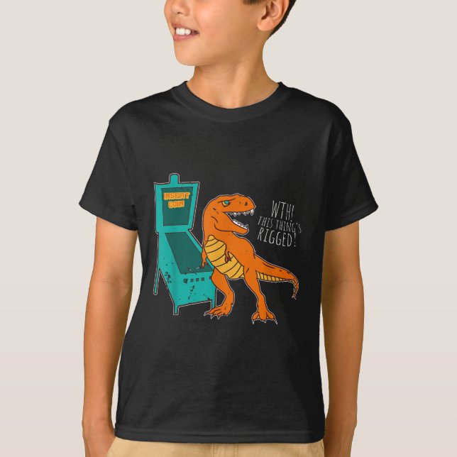 Camiseta Assistente de Pinball do Dinossaur - Pict do Jogad (Frente)