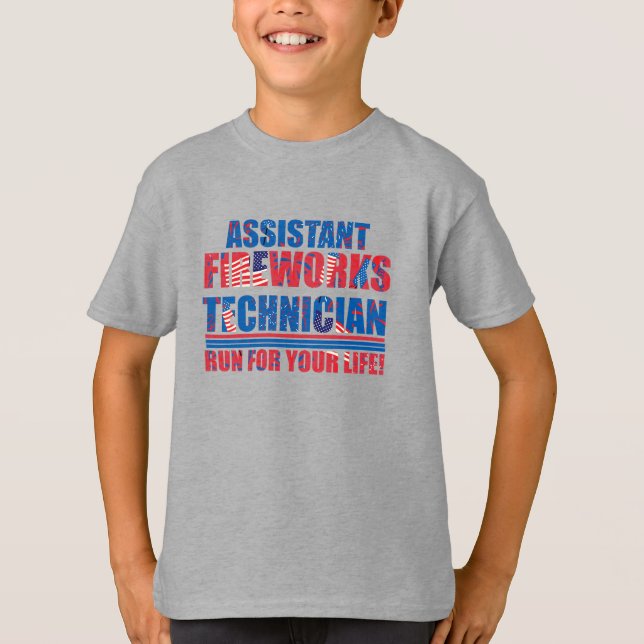 Camiseta Assistente de pirotecnia engraçado 4 de julho (Frente)