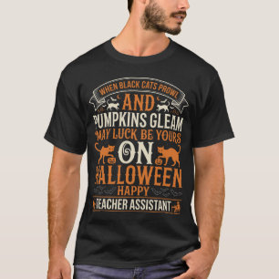Camiseta Assistente de Professor de Halloween Gatos Pretos 