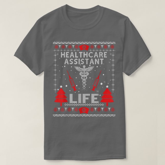 Camiseta Assistente de Saúde para Suportes de Natal Feios (Frente do Design)