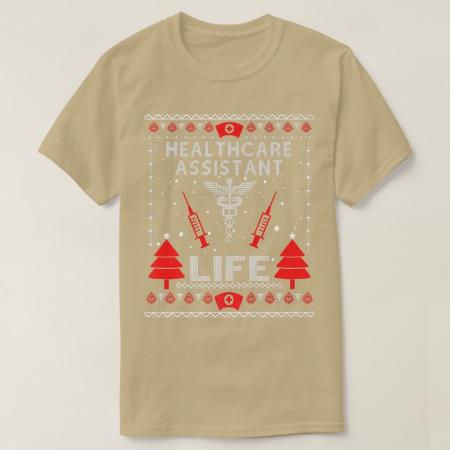 Camiseta Assistente de Saúde para Suportes de Natal Feios (Frente do Design)