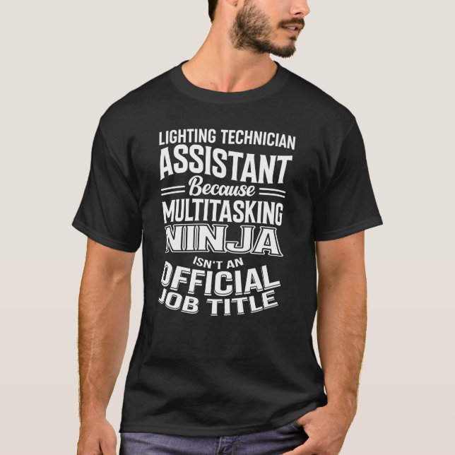Camiseta Assistente de Técnico de Iluminação Engraçado Mult (Frente)