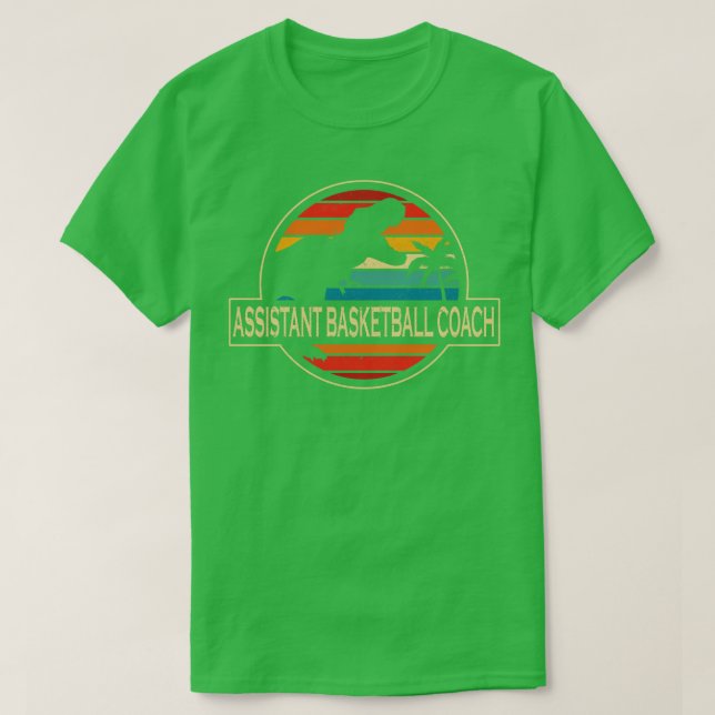 Camiseta Assistente de treinador de basquetebol Dinossauro (Frente do Design)