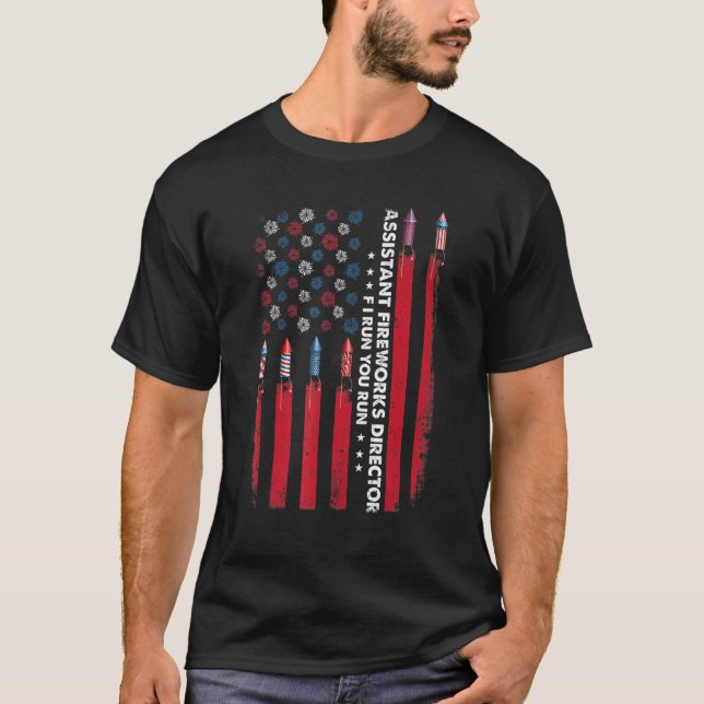 Camiseta Assistente do diretor de fogos de artifício Americ (Frente)
