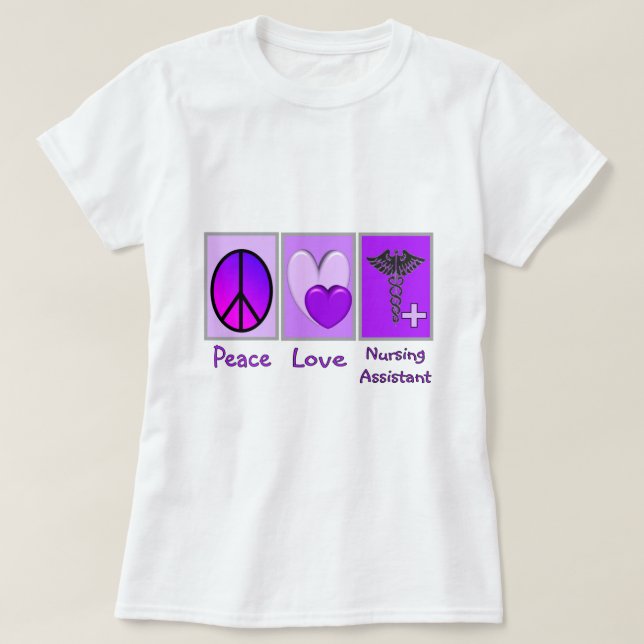 Camiseta Assistente dos cuidados do amor da paz (Frente do Design)