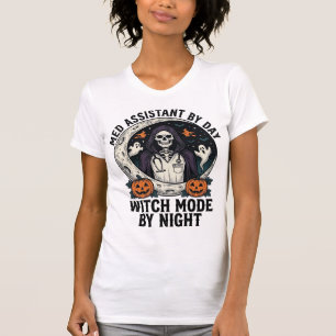 Camiseta Assistente Médico Bruxas de Halloween Gravura Vint