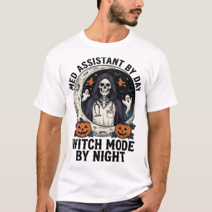 Camiseta Assistente Médico Bruxas de Halloween Gravura Vint