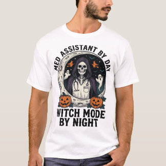 Camiseta Assistente Médico Bruxas de Halloween Gravura Vint