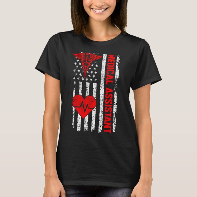 Camiseta Assistente médico CMA Life USA Flag MÃES Nuring (Frente)