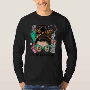 Camiseta ASSISTENTE MÉDICO Coque Desgrenhado Cabelo Afro Vi