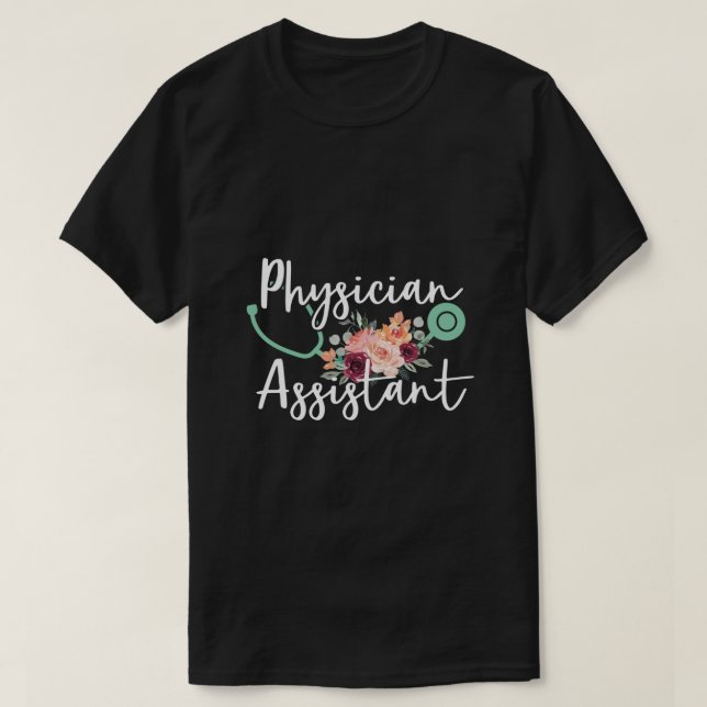 Camiseta Assistente Médico Cuja PA Estetoscópio com Fluxo (Frente do Design)