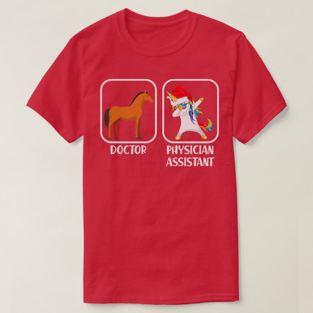 Camiseta Assistente Médico Dabbing Unicorn Santa hat vs D (Frente do Design)