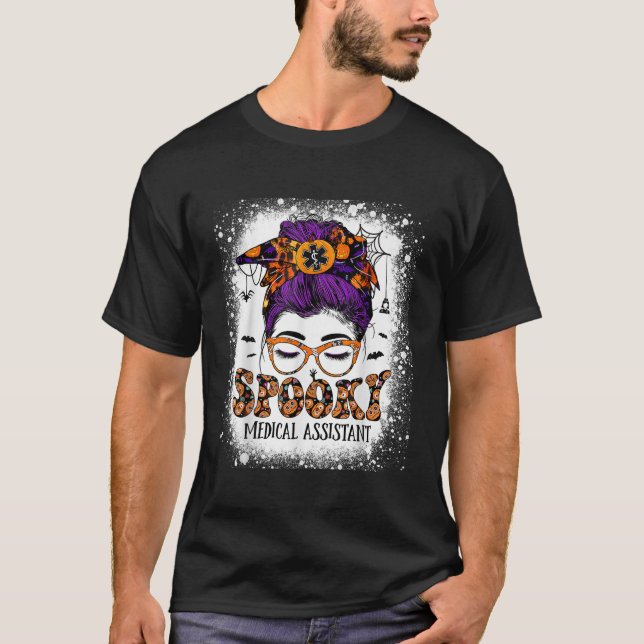 Camiseta Assistente Médico das MÃES Spooky, Halloween Messy (Frente)