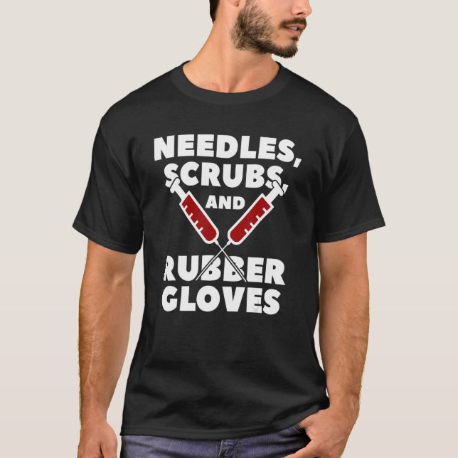 Camiseta Assistente Médico De Luvas De Borracha E Esfregões (Frente)