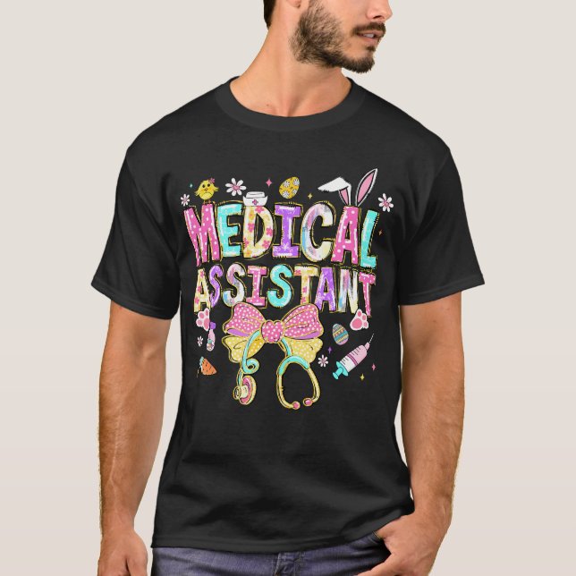 Camiseta Assistente Médico Dia de Páscoa Fofo Coquette (Frente)