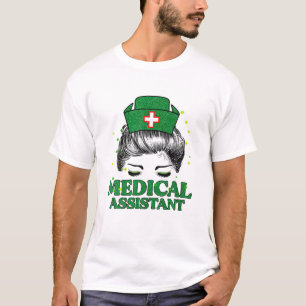 Camiseta Assistente Médico Enfermeira A Vida Mensagem Bun