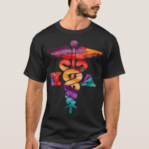 Camiseta Assistente Médico Estetoscópio Colorido de Palav