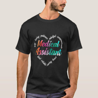 Camiseta Assistente Médico O Word Cloud Watercolor Rainbow